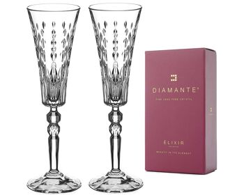 Diamante Crystal Champagne Prosecco Flutes - 'marbella' - Cristal sans plomb de qualité supérieure - Lot de 2