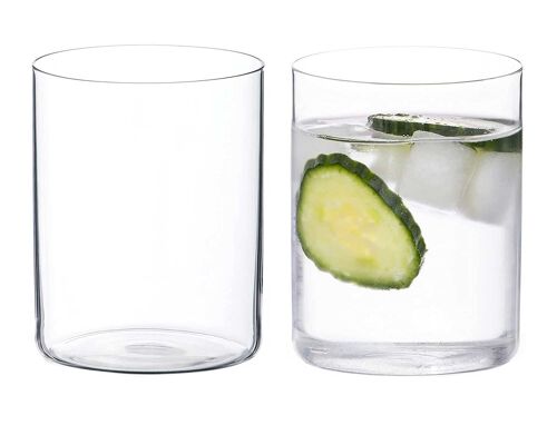 Diamante Crystal Glass Tumbler Pair-'air'-light&thin-walled Drinking Glasses -ideal All Rounders, Iced Coffee, Cocktails, Water, Soft Drinks