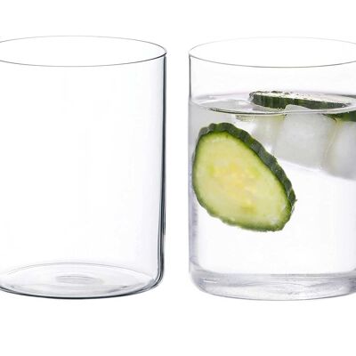 Diamante Crystal Glass Tumbler Pair-'air'-light&thin-walled Drinking Glasses -ideal All Rounders, Iced Coffee, Cocktails, Water, Soft Drinks