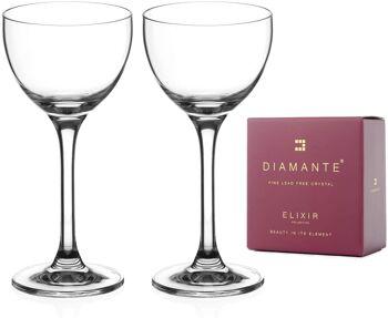 Diamante Cristal Mini Cocktail Coupes 150 Ml Apéritif Digestif Verres Port Long Verres à Shot - Collection 'auris' - Lot De 2