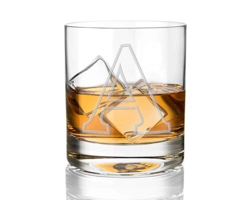 Diamante Crystal Whisky Glass Tumbler With Monogram Initial - Choice Of Letter For Personalised Gift ("a" Lettering)