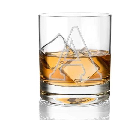 Diamante Crystal Whisky Glass Tumbler With Monogram Initial - Choice Of Letter For Personalised Gift ("a" Lettering)