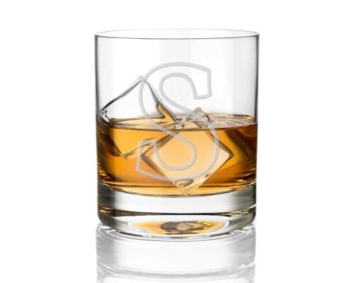 Diamante Crystal Whisky Glass Tumbler With Monogram Initial - Choice Of Letter For Personalised Gift ("s" Lettering)