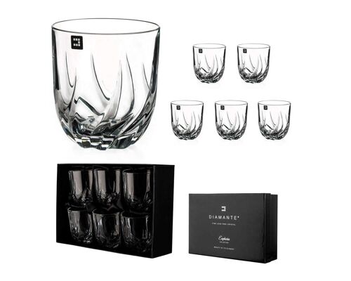 Diamante Firenze 6 Pressed Lead-free Tumblers Packaged In A Satin Lined Gift Box