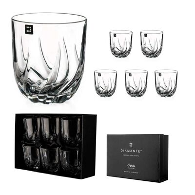 Diamante Firenze 6 Pressed Lead-free Tumblers Packaged In A Satin Lined Gift Box