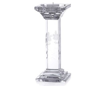Diamante Fuchsia Bougeoir ou photophore en cristal au plomb 24 % - 23 cm de haut et convient pour 3 tailles différentes de bougies ou de bougies chauffe-plat