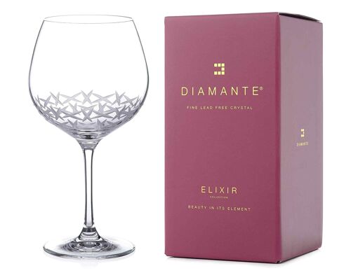 Diamante Gin Copa - Hand Cut Design Frost Crystal Glass In Gift Packaging - Perfect Gift