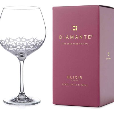Diamante Gin Copa - Hand Cut Design Frost Crystal Glass In Gift Packaging - Perfect Gift