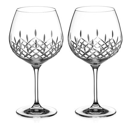 Diamante Gin Copa Glass With ‘hampton’ Collection Hand Cut Design - Set Of 2
