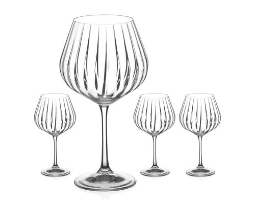 Diamante Gin Glasses Copas 'mirage' Set - Crystal Gin Balloon Glass With Optic Effect - Set Of 4