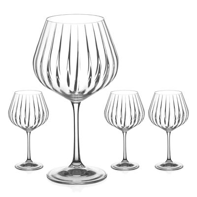 Diamante Gin Glasses Copas 'mirage' Set - Crystal Gin Balloon Glass With Optic Effect - Set Of 4