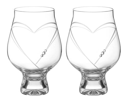 Diamante Gin Goblets - 'hearts' Crystal Gin And Tonic Glass - Set Of 2