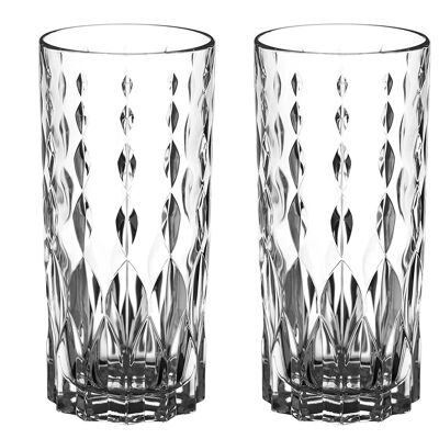 Diamante Hi Ball Glasses - 'marbella' - Perfect For G&ts, Soft Drinks And Other Cocktails - Lead Free Crystal Set Of 2