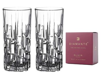 Verres Diamante Hi Ball - 'quartz' - Parfaits pour les G&ts, les boissons non alcoolisées et autres cocktails - Ensemble de 2 en cristal sans plomb