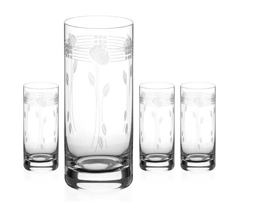 Diamante Mackintosh Water Glasses Crystal Long Drink Hi Balls – Set Of 4