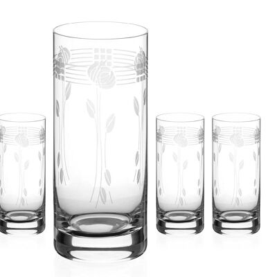 Diamante Mackintosh Water Glasses Crystal Long Drink Hi Balls – Set Of 4