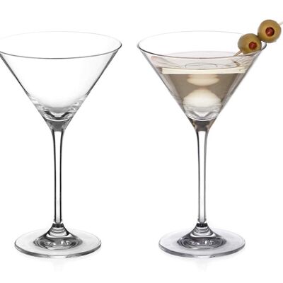 Diamante Martini Prosecco Cocktail Glasses Pair - ‘auris’ Collection Undecorated Crystal – Gift Box Of 2