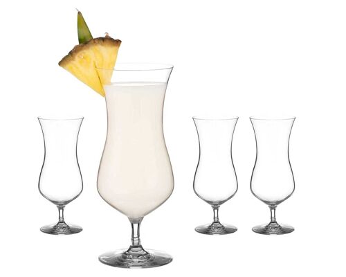 Diamante Pina Colada Glasses - Set Of Hurricane Cocktail Glasses - Lead Free Crystal Set Of 4