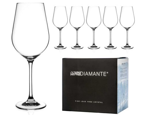 Diamante Red Wine Glasses - ‘auris’ Collection Undecorated Crystal - Set Of 6