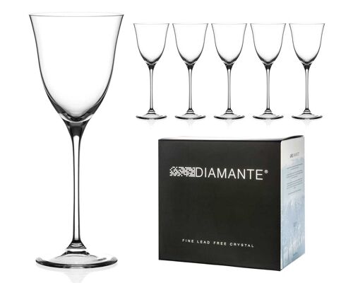 Diamante Red Wine Glasses - ‘kate’ Collection Undecorated Crystal - Set Of 6