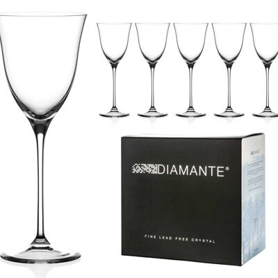 Diamante Red Wine Glasses - ‘kate’ Collection Undecorated Crystal - Set Of 6