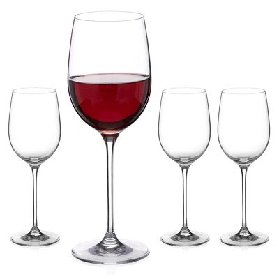 Diamante Red Wine Glasses - ‘moda’ Collection Undecorated Crystal - Set Of 4