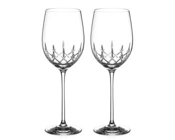 Paire de verres à vin rouge diamante avec design coupé à la main de la collection "classique" - Lot de 2 verres à vin en cristal