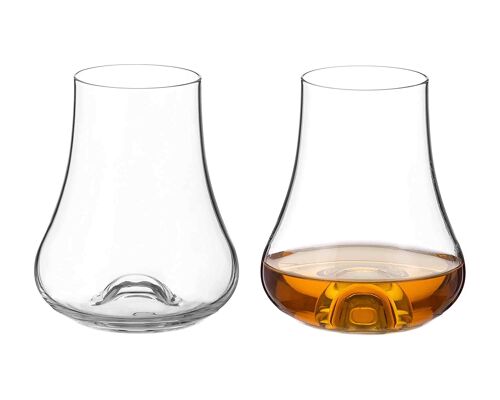 Diamante Rum And Whisky Taster Glasses Pair - ‘auris’ Collection Undecorated Crystal – Gift Box Of 2 Sampling Snifters