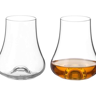 Diamante Rum And Whisky Taster Glasses Pair - ‘auris’ Collection Undecorated Crystal – Gift Box Of 2 Sampling Snifters