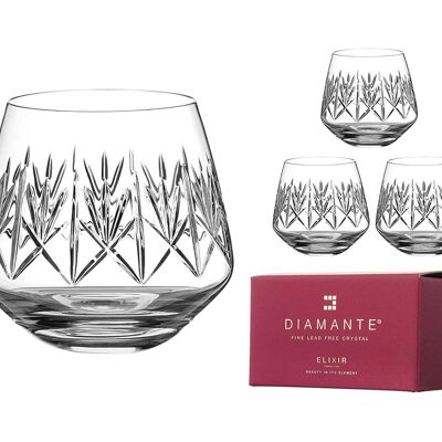 Diamante Stemless Red Wine Glasses ‘windsor’ – Crystal Wine Glasses With No Stem – Box Of 4