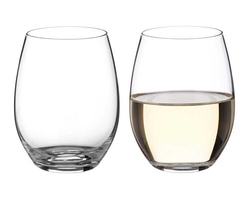 Diamante Stemless White Wine Glasses Pair ‘moda’ – Undecorated Crystal White Wine Glasses With No Stem – Box Of 2