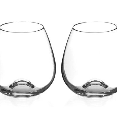 Diamante Stemless Wine Glasses Pair ‘auris’ – Undecorated Crystal Wine Glasses With No Stem, Stemless Gin Glasses – Box Of 2