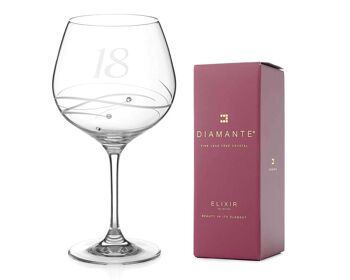 Diamante Swarovski 18th Birthday Gin Copa Glass - Verre ballon à gin monocristallin avec un "18" gravé à la main - Orné de cristaux Swarovski...