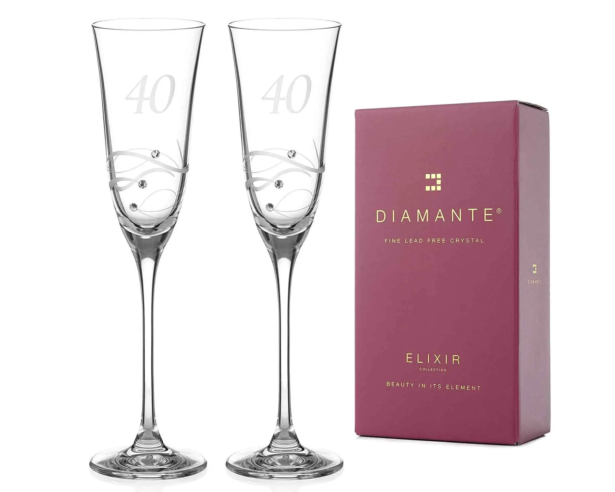DIAMANTE Champagnerflöten Set – 4 Stück, Handgeschliffen, Mit Swarovski-Kristallen, Farbig, 263 Mm