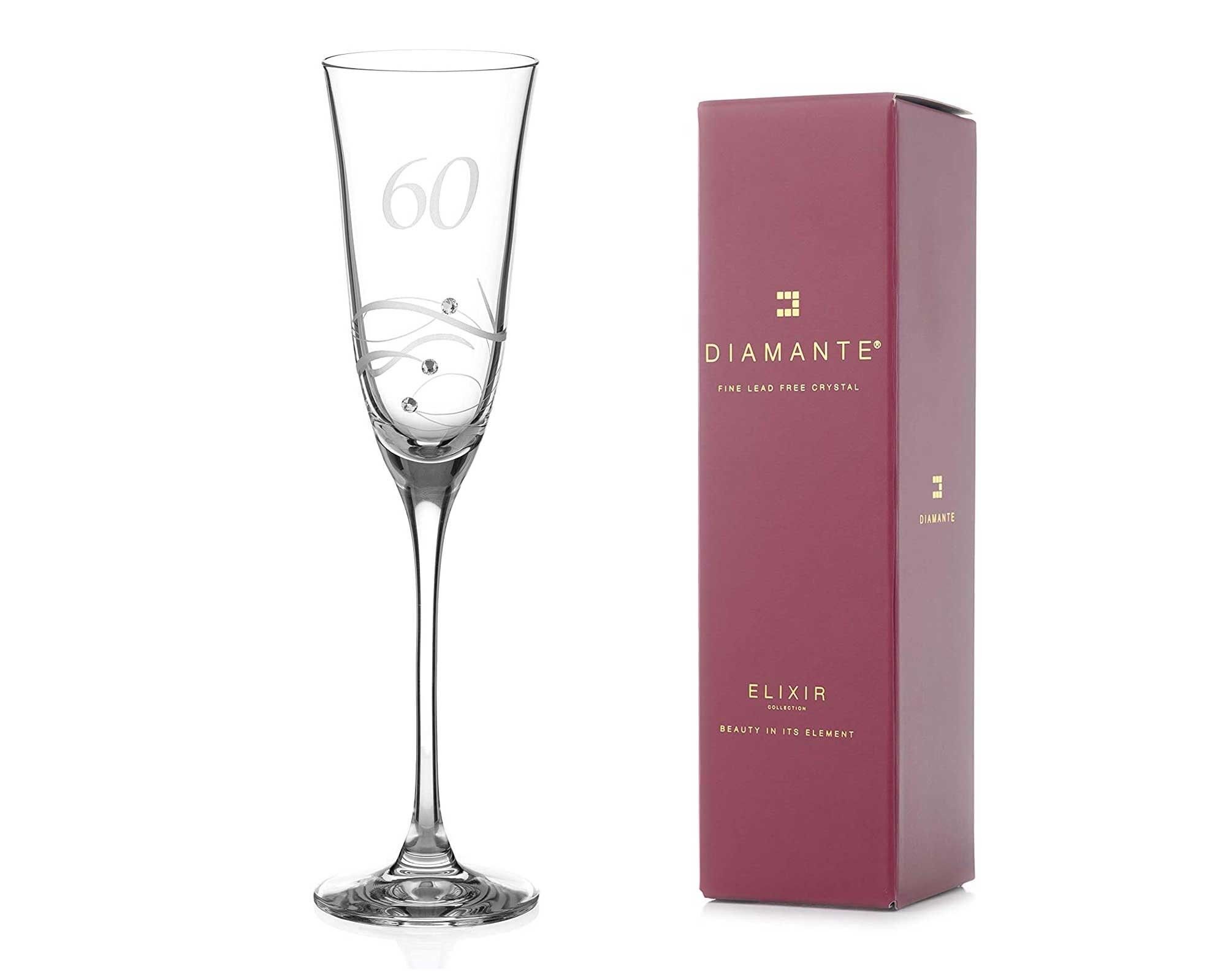 Achat Verre à champagne Diamante Swarovski 60e anniversaire Flûte à