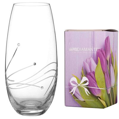 Diamante Swarovski Barrel Vase 'glasgow' - Hand Cut Crystal Vase With Swarovski Crystals - 25cm