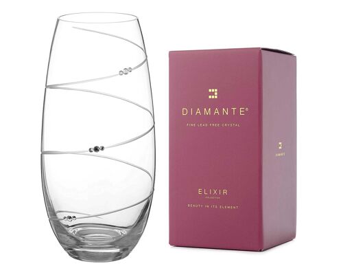 Diamante Swarovski Barrel Vase 'toast Swirl' - Hand Cut Crystal Vase With Swarovski Crystals - 25 Cm