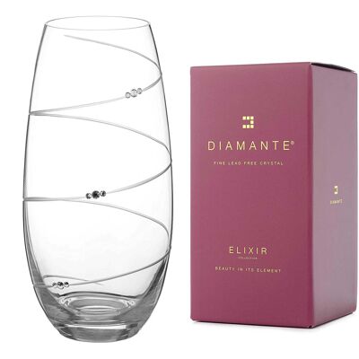 Diamante Swarovski Barrel Vase 'toast Swirl' - Hand Cut Crystal Vase With Swarovski Crystals - 25 Cm