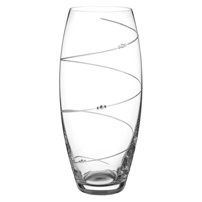 Diamante Swarovski Barrel Vase 'toast Swirl' - Hand Cut Crystal Vase With Swarovski Crystals - 30 Cm