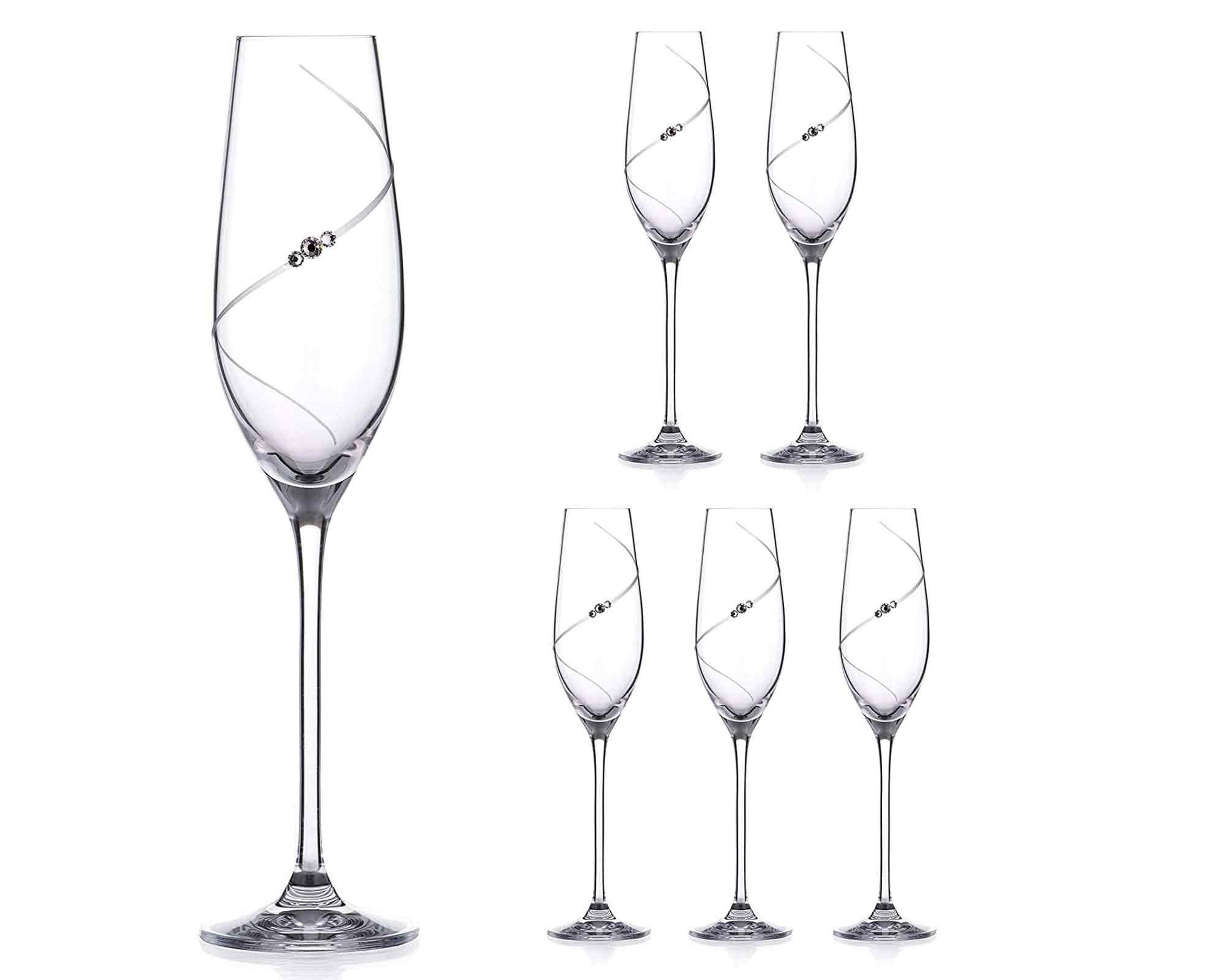 DIAMANTE Prosecco Glasses Set of 4 Plain Undecorated Crystal