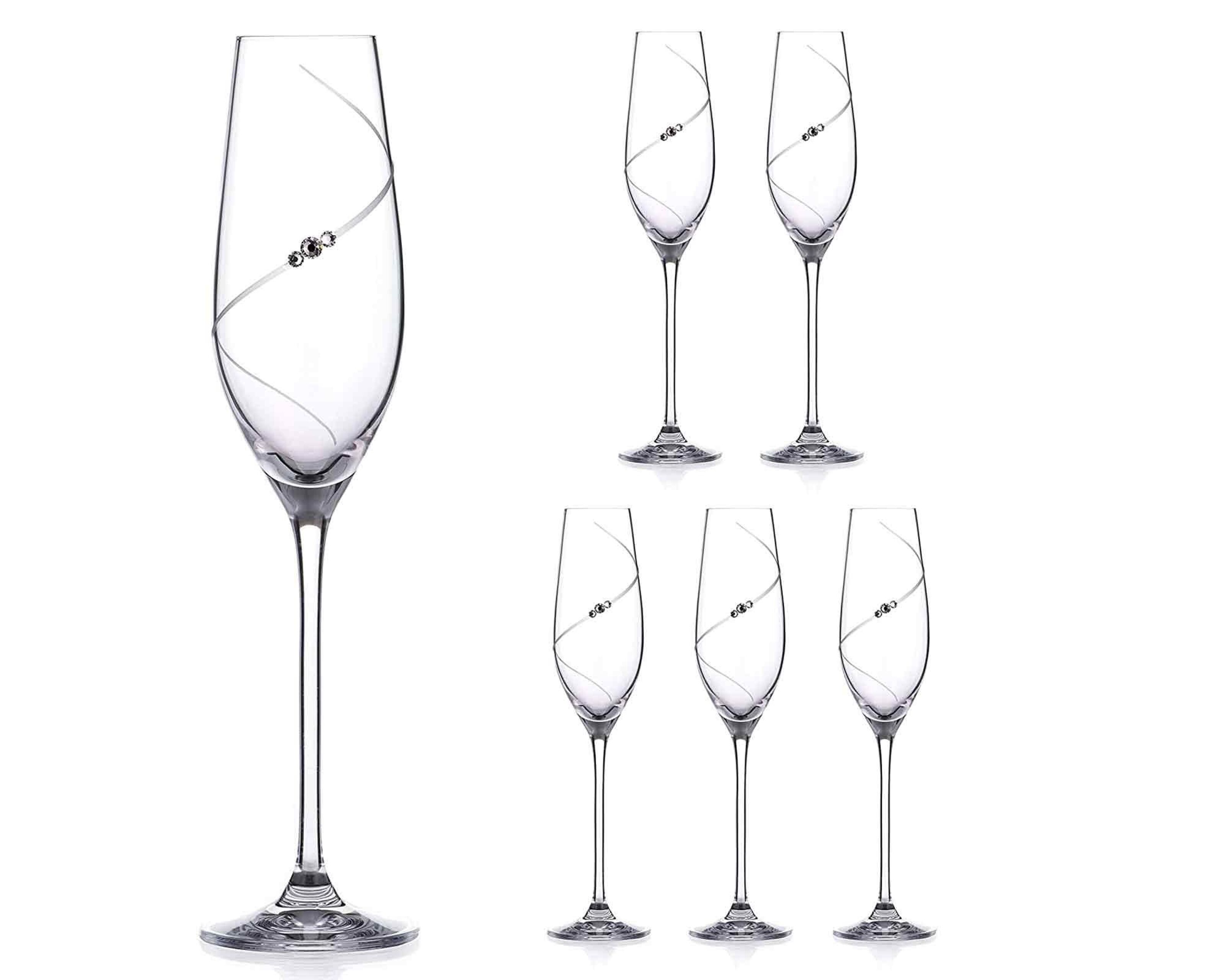 DIAMANTE Swarovski White Wine Glasses Pair 'ring' Design Embellished With  Swarovski Crystals Set of 2 