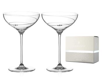 Diamante Swarovski Crystal Champagne Cocktail Saucers/coupes Pair - 'toast Swirl' - Orné de cristaux Swarovski - Lot de 2