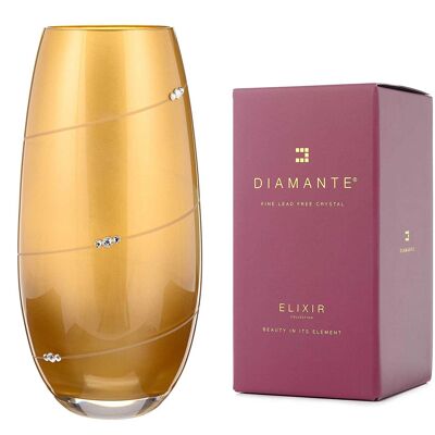 Diamante Swarovski Gold Metallic Silhouette Barrel Bullet Vase With Swarovski Crystals - 25cm