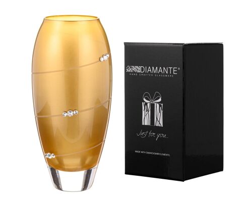 Diamante Swarovski Gold Metallic Silhouette Bud Vase - Small Hand Cut Gold Crystal Vase With Swarovski Crystals - 18 Cm