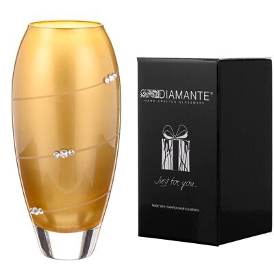 Diamante Swarovski Gold Metallic Silhouette Bud Vase - Small Hand Cut Gold Crystal Vase With Swarovski Crystals - 18 Cm