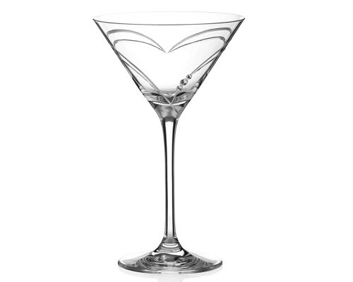 Diamante Swarovski Martini Glass - 'hearts' Hand Cut Design Embellished With Swarovski Crystals