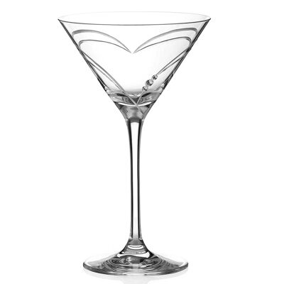 Diamante Swarovski Martini Glass - 'hearts' Hand Cut Design Embellished With Swarovski Crystals