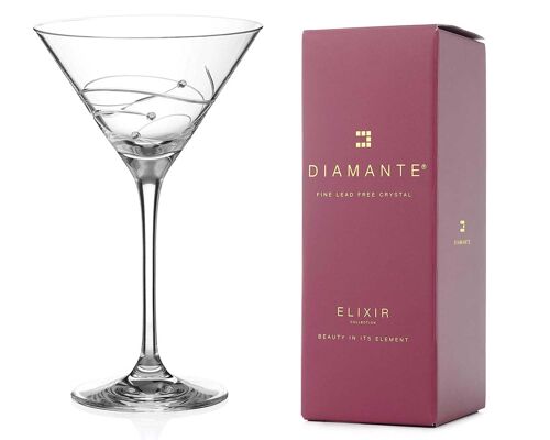 Diamante Swarovski Martini Glass - 'spiral' Hand Cut Design Embellished With Swarovski Crystals