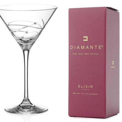 Diamante Swarovski Martini Glass - 'spiral' Hand Cut Design Embellished With Swarovski Crystals