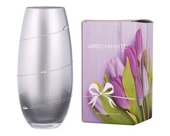 Diamante Swarovski Métallisé Silver Silhouette Barrel Bullet Vase Avec Cristaux Swarovski - 25 Cm